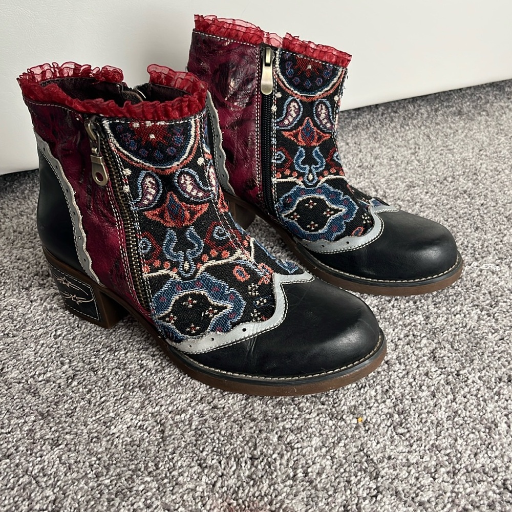 Socofy Paisley Patterned Ankle Boots Size EU 37